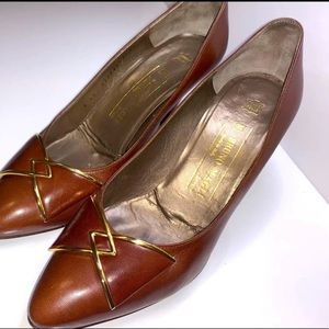 Vintage Bruno Magli Brown Leather Heels Sz 9.5 B
